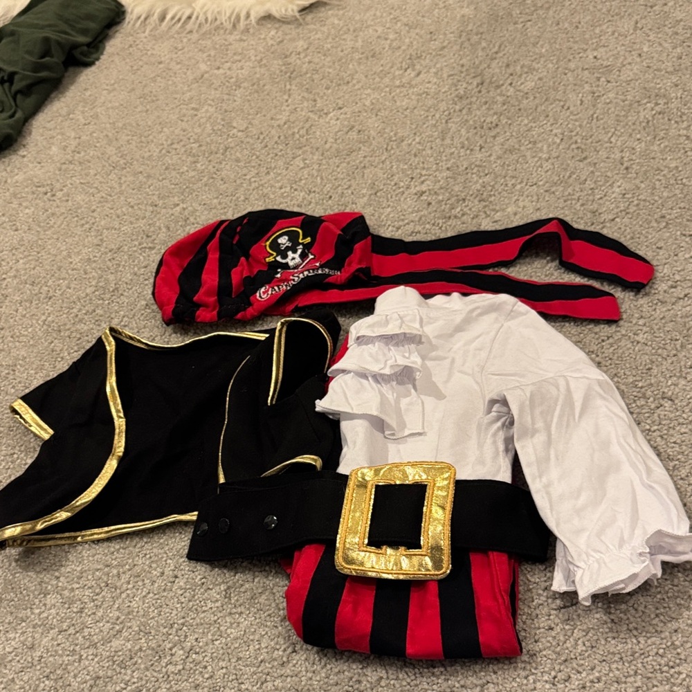 Kids Pirate Costume Set - Red, Black & White